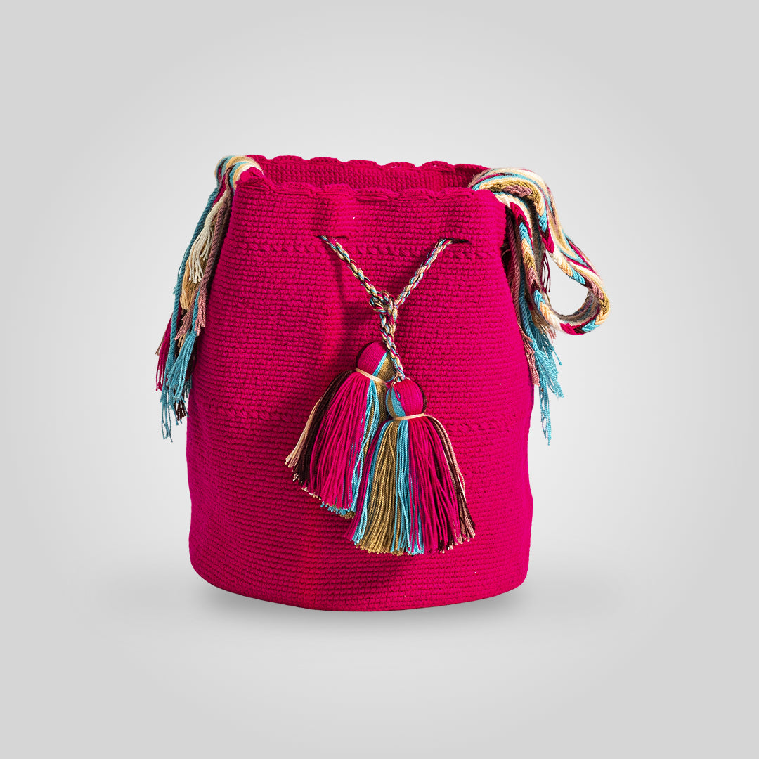 Mochila Wayuu Unicolor Fucsia "Jouktai"  C11