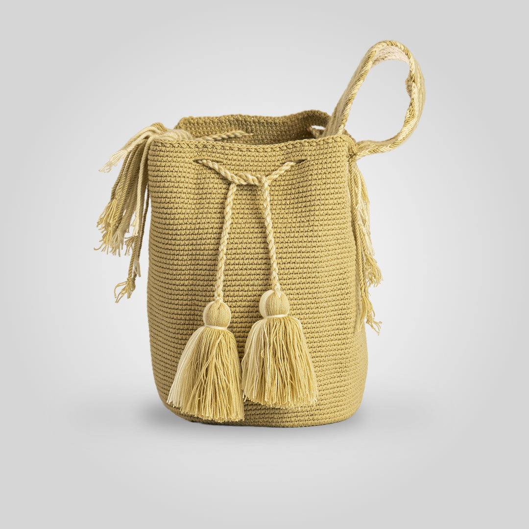 Mochila Wayuu Unicolor Beige "Mma" C5