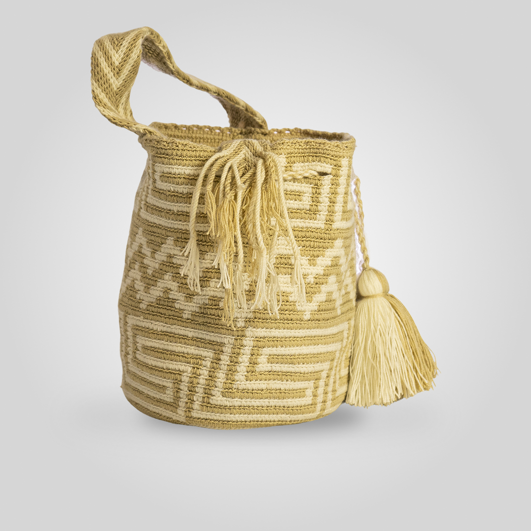 Mochila Wayuu blanco con beige grande "Akattaa" A6