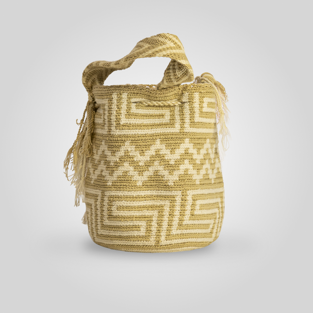 Mochila Wayuu blanco con beige grande "Akattaa" A6