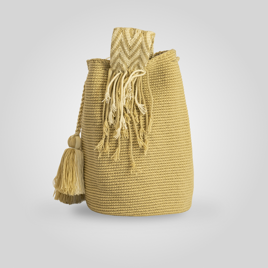 Mochila Wayuu Unicolor Beige "Mma" C5
