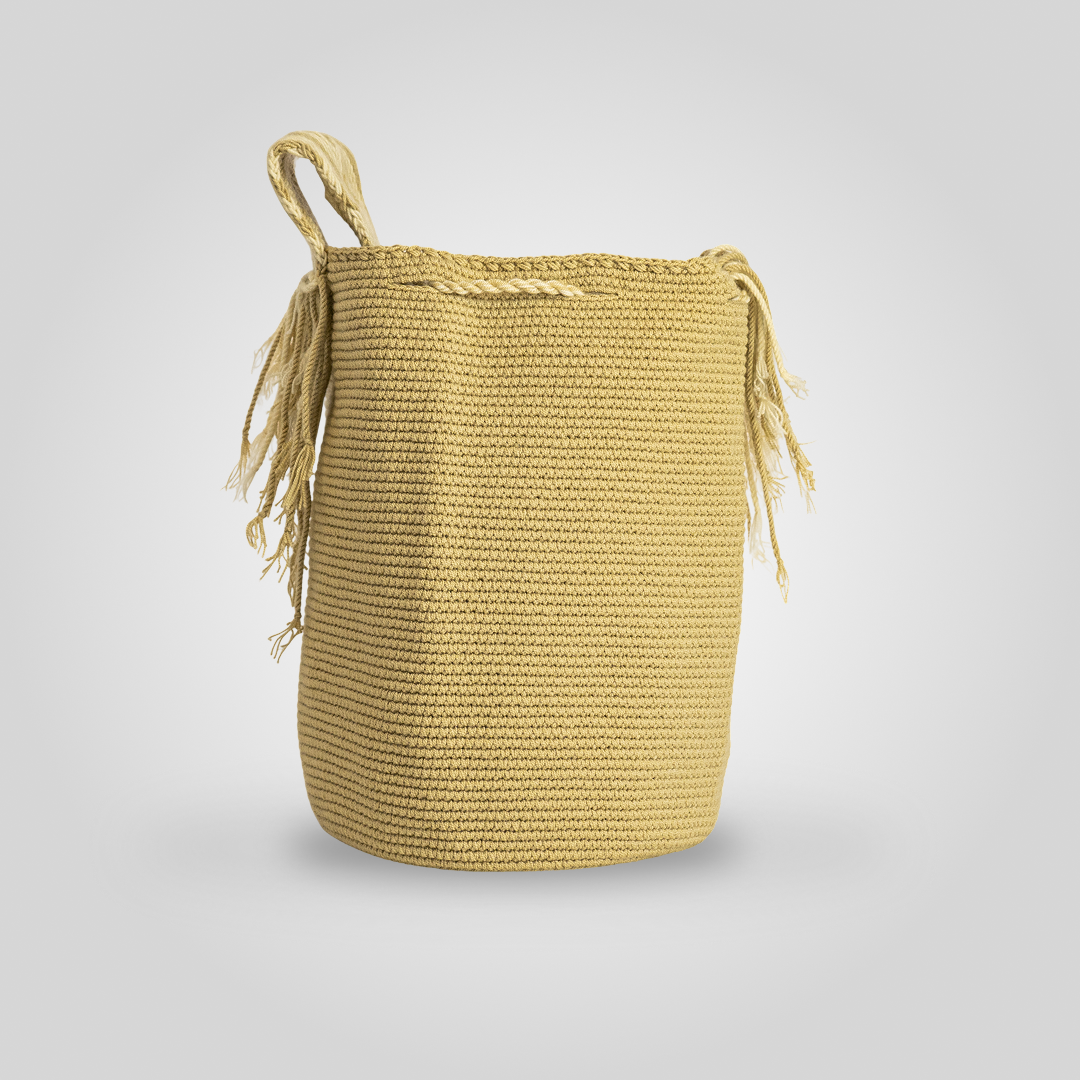 Mochila Wayuu Unicolor Beige "Mma" C5