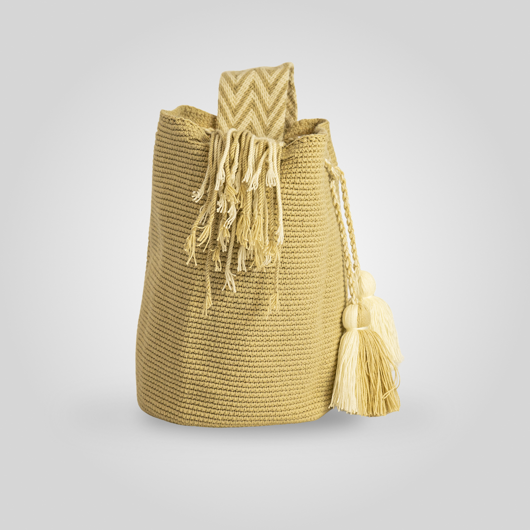 Mochila Wayuu Unicolor Beige "Mma" C5